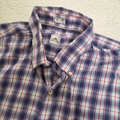 Peter Millar Mens Extra Extra Large Plaid Button Down Shirt 100% Cotton