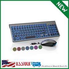 Wireless Keyboard and Mouse Combo Backlit - Compact Quiet Keyboard with RGB Mous