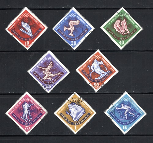 Rumänien Briefmarke Scott #1597-1604, Olympische Winterspiele, 8er Set, CTO, SCV 2,20 $