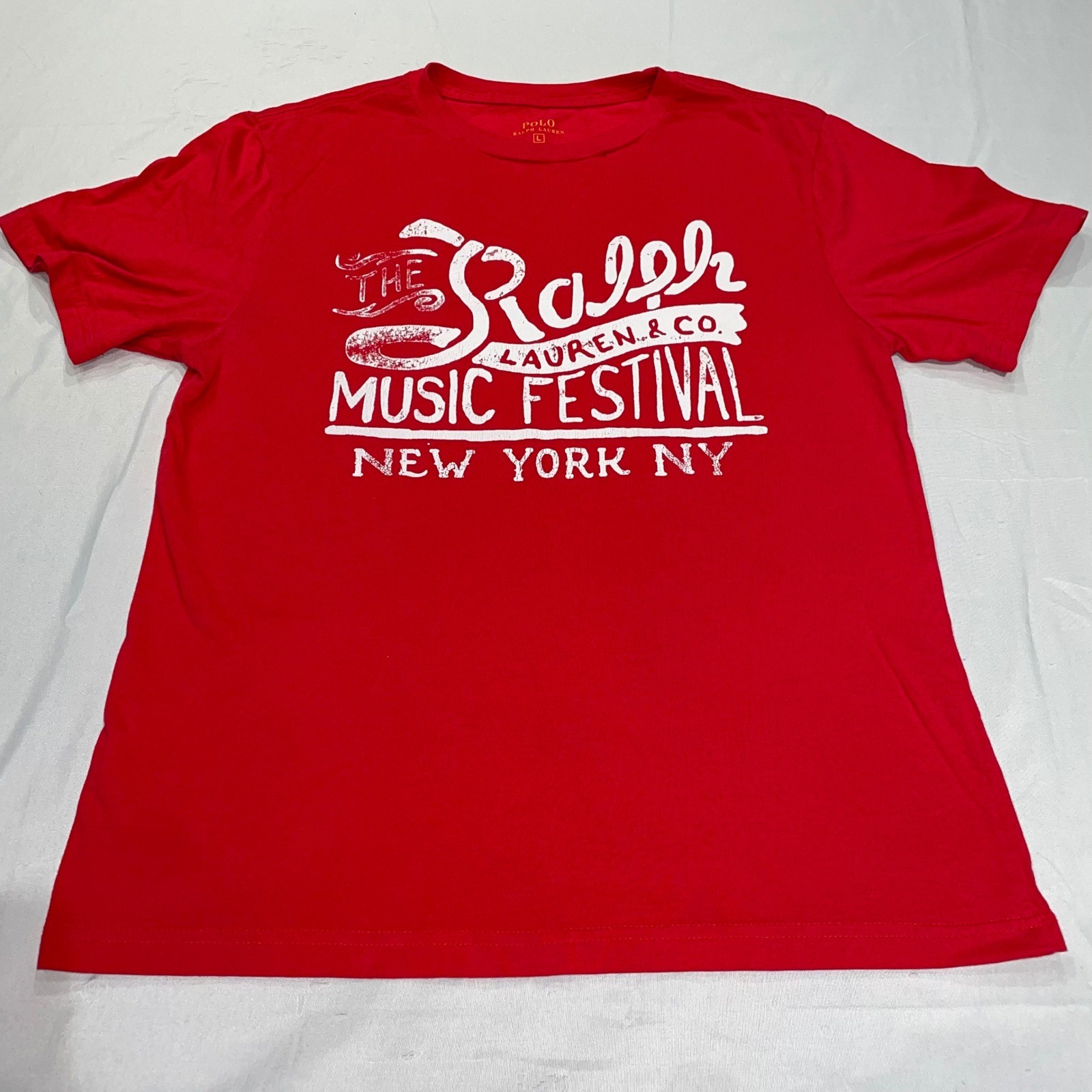 Polo Ralph Lauren Music Festival Graphic T-Shirt Red Mens Large New York NY