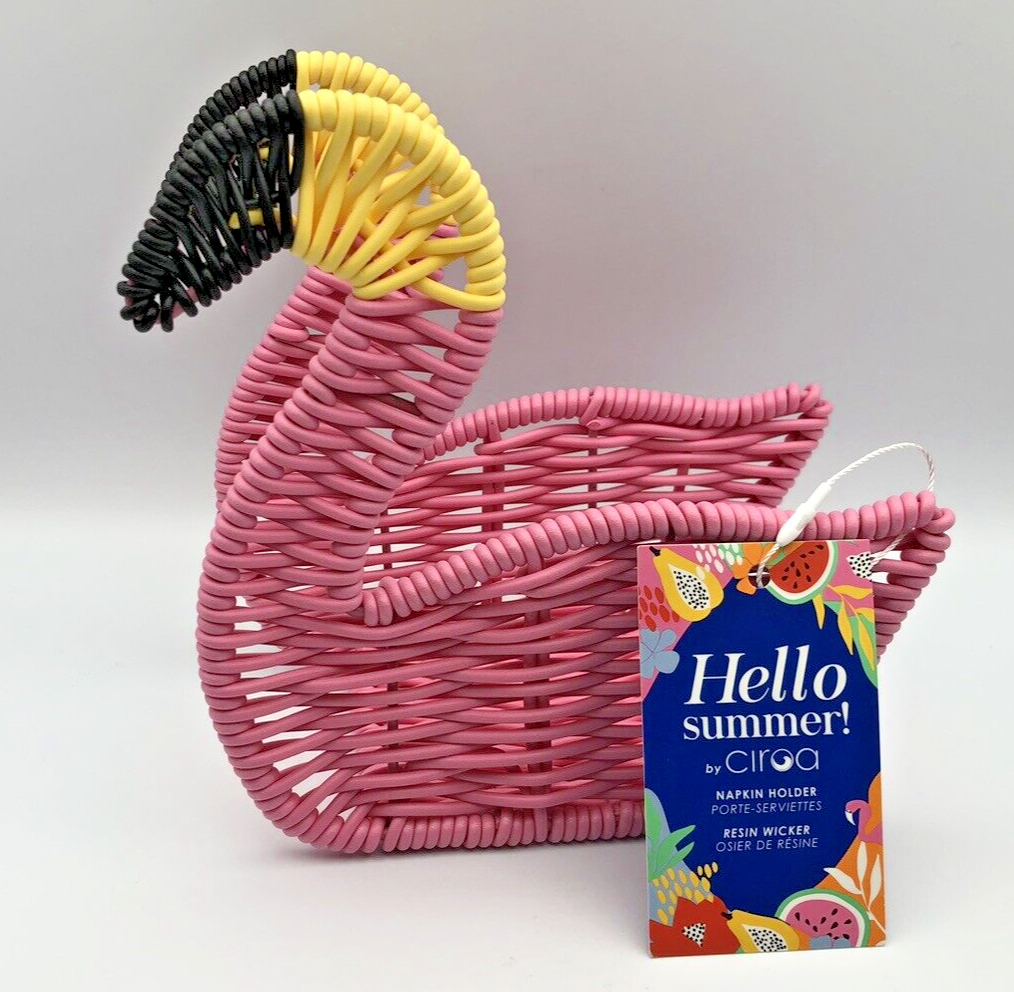 Flamingo Napkin Holder by CIROA Pink Resin Wicker NEW with tags. eBay