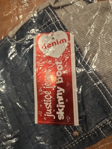 Justice Girl's Juniors Denim Skinny Boot Jeans Blue Size 10 NWT Elastic Waist - Picture 4 of 6