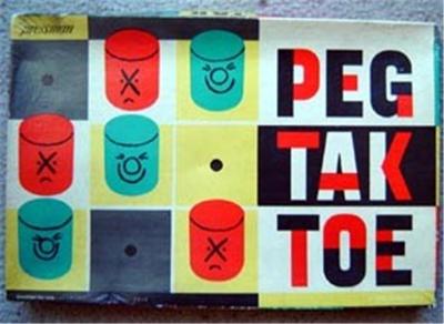 Vintage Peg Tak Toe Game by Pressman Wood Pegs