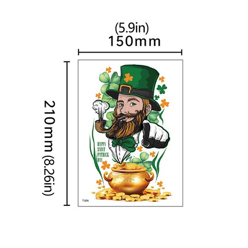 9 Piezas Pegatinas Arte Corporal Día de San Patricio Decoración Accesorio Tatuajes Temporales - Imagen 2 de 6