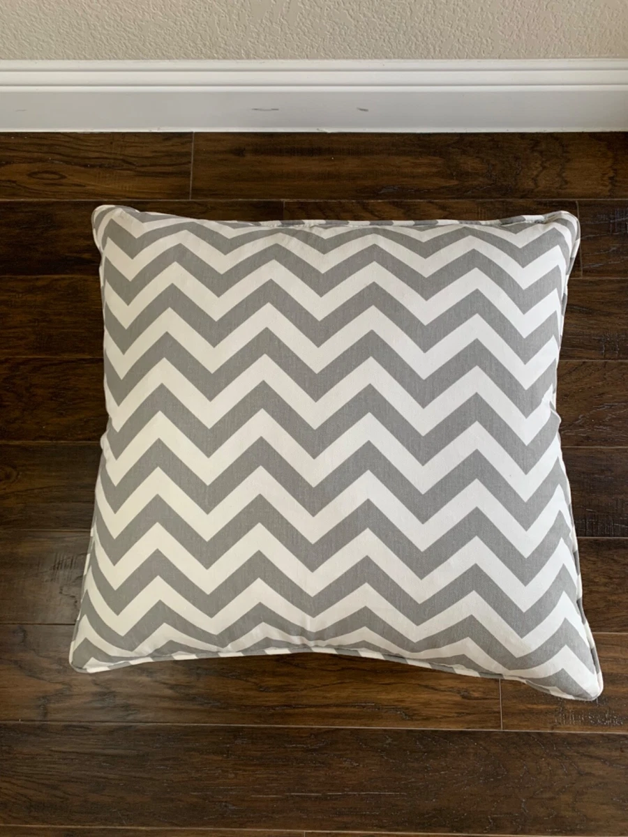 Goose Down Feather Throw Pillows Chevron Grey White 22 x 22 Set of