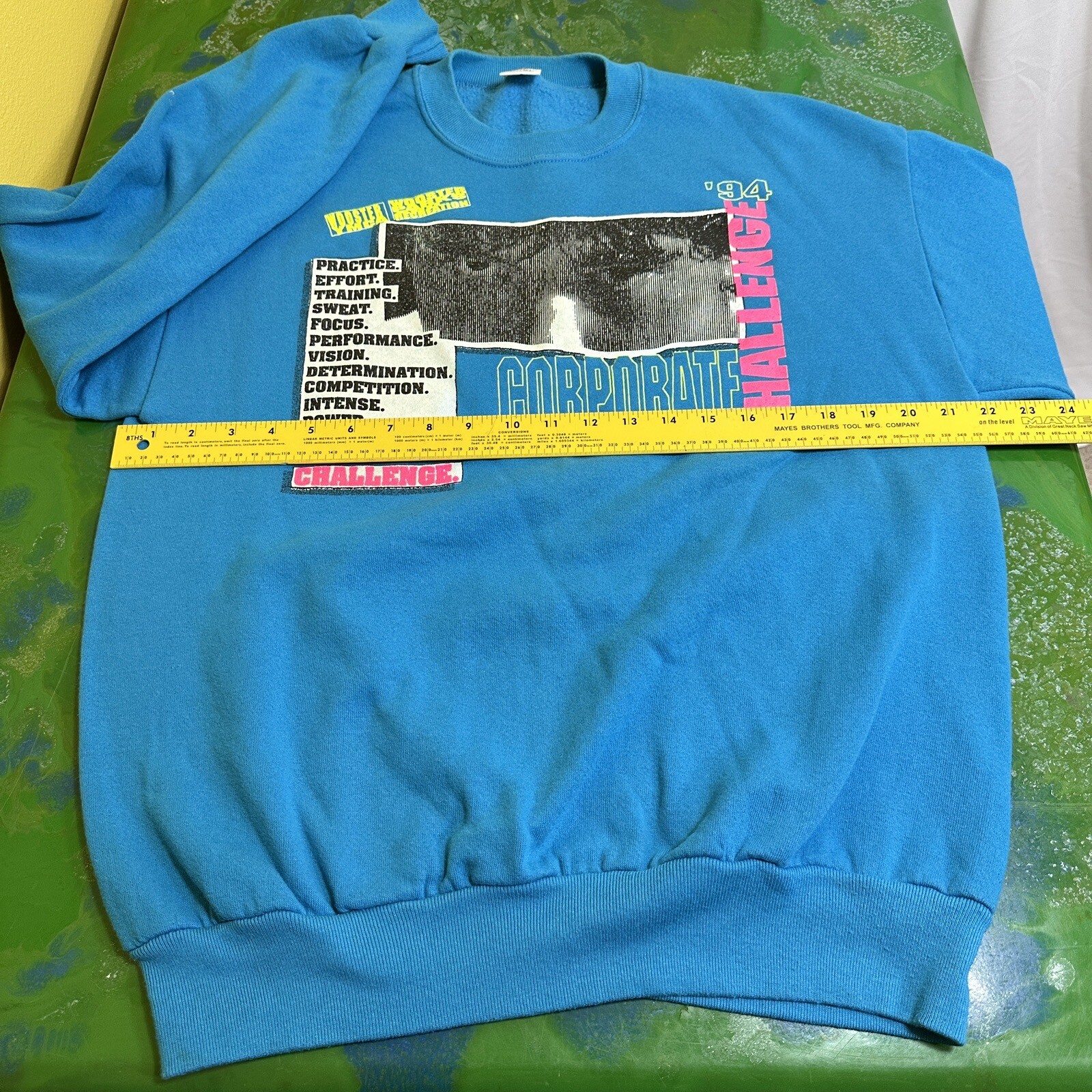 Vintage Wooster YMCA Corporate Challenge 94 Men's XL Teal Sweatshirt Parks & Rec