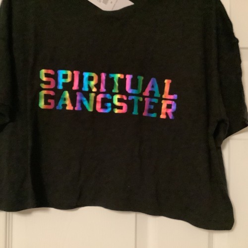 T-shirt Spiritual Gangster Graphic nera crop (Vera Cruz) taglia Med manica corta nuova con etichette - Foto 2 di 6
