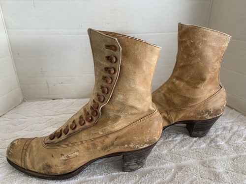 Antique  Knatt Bros Women’s Button Up Leather Victorian Era Narrow Boots - Picture 5 of 12