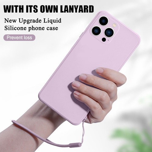 Liquid Silicone Lanyard Soft Case For iPhone 14 13 12 Pro Max 11 XS XR 8 7 Cover - Picture 2 of 24