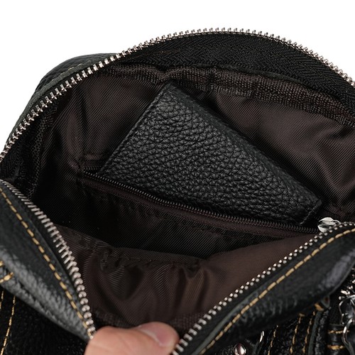 Bandolera de cuero real para hombre Bolso de hombro Portatarjetas de teléfono Bolsos Cartera - Imagen 15 de 23