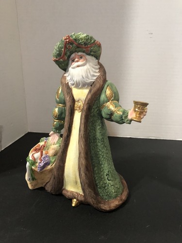 Vintage handbemalter Weihnachtsmann mit Kranz auf dem Kopf Goldkelch - 1995 - Bild 2 von 8