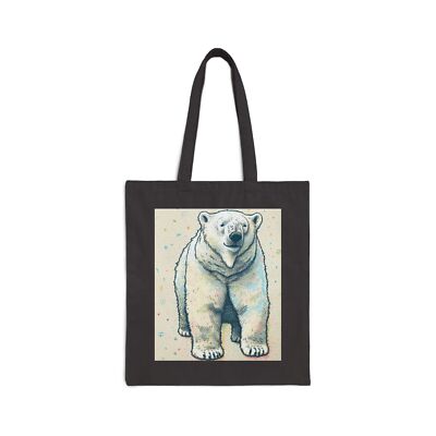 Cotton Canvas Tote Bag Polar Bear Flatlay View Scribbled Style Design 9, Gift