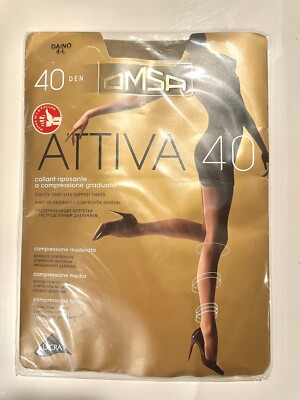 NEW!!! Italian Omsa ATTIVA 40 Den Tights DAINO Color , 4-Large Size