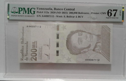 VENEZUELA, Banco Central 200,000 Bolivars 2020 PMG 67 Gem Uncirculated - Picture 1 of 7