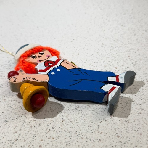 Vintage 1984 Kurt S. Adler Wooden Raggedy Andy Hanging Christmas Ornament - Picture 5 of 8