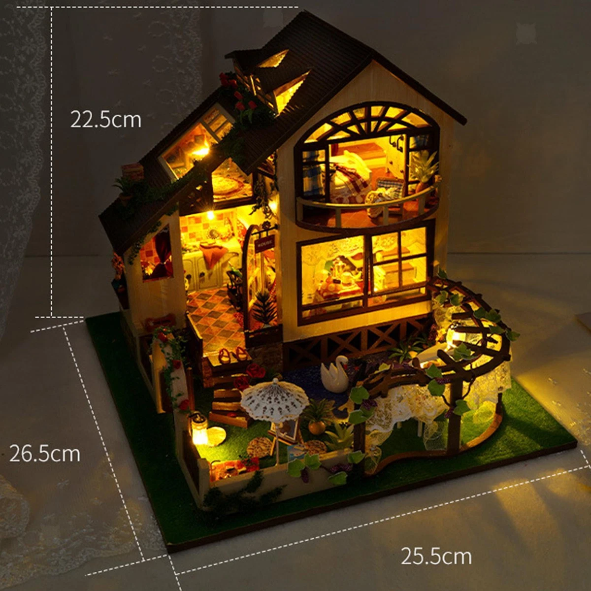 Dollhouse Miniature DIY Kits with Lights Handmade Doll House for