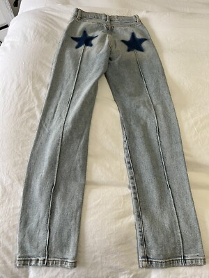Revice Uptown Rising Star Distressed Light Wash High Rise Mom Jeans SZ 24