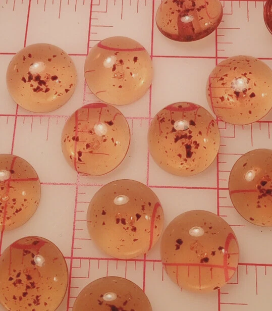 150 S-M-L Faux Amber Plastic Dome Shank Button Clear Imitation Amber W Specks - Image 2 of 4