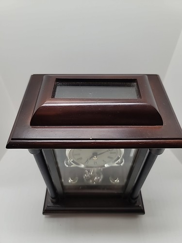 Steiffelmanteluhr Massivholz & Glas rotierendes Pendel Goldoberfläche 11 Zoll hoch - Bild 7 von 14