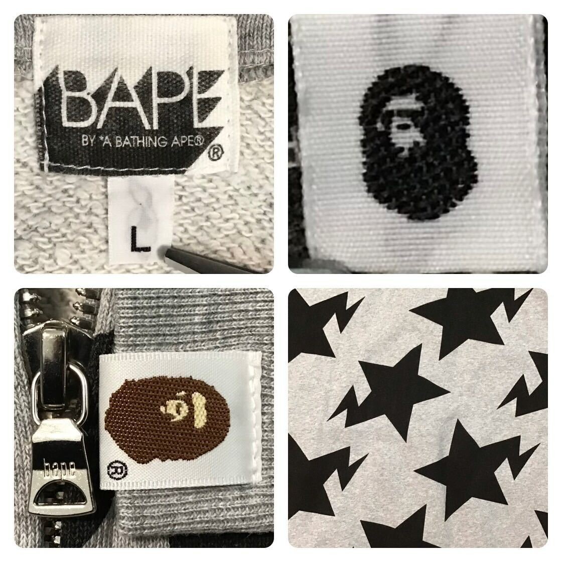 BAPE Sta Full Zip Hoodie Gray x Black a bathing ape STAR