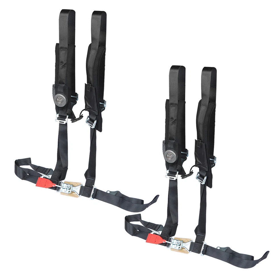 Black Seat Belt Harness Pair Of 4 Point 2" Padded For 2013 Polaris RZR S 800 EFI - Image 2 of 4
