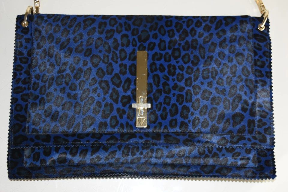 Nova Bolsa de Ombro Tamara Mellon Attraction EXÓTICA Pônei Azul Preto Leopardo - Imagem 2 de 4