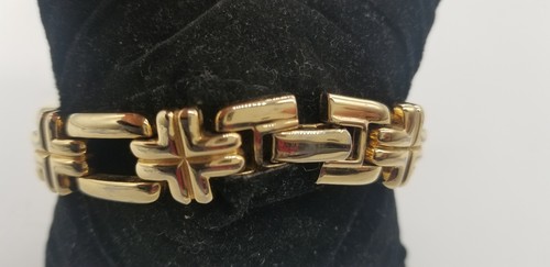 Vintage 1980s Gold Tone Heavyweight Open Block Linked Together Bracelet - Picture 3 of 10