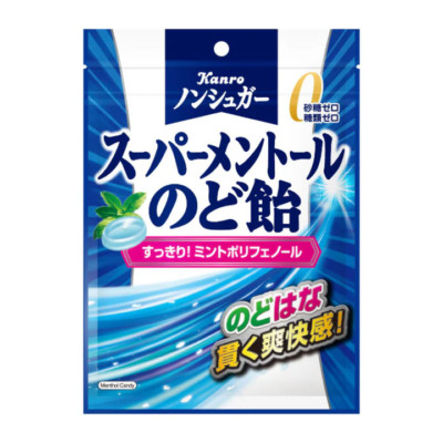 Japan Candy Kanro Non-Sugar Super Menthol Throat Candy 80g × 6 Beutel