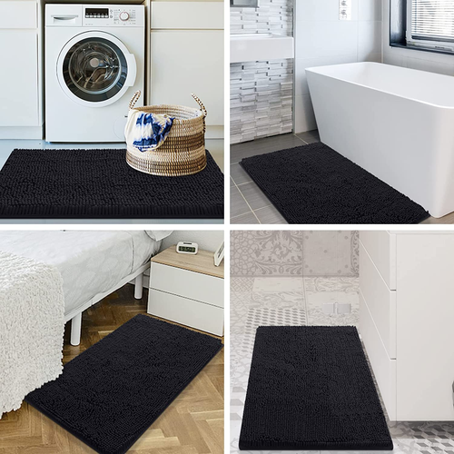 Alfombras de baño de chenilla de lujo 30X20, alfombra de baño peluda extra suave y absorbente, M - Imagen 8 de 12
