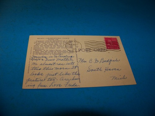 Midway Church U.S. 17 South of Savannah, Georgia Vintage Postcard 1953 - Picture 2 of 2
