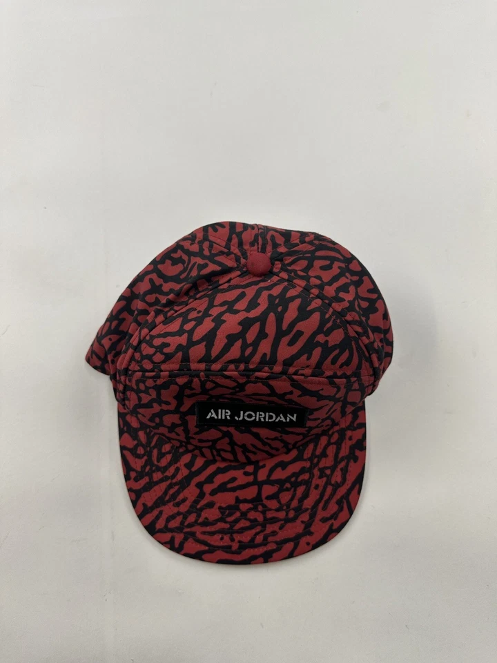 Chapéu Air Jordan masculino vermelho 5 painéis boné salto alça traseira cimento estampa elefante - Imagem 2 de 4