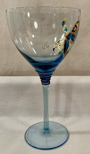Nancy Lamed Hand-Painted BLUE CRAB Chardonnay Wine Glass: Hand Blown • Beach - Picture 7 of 14
