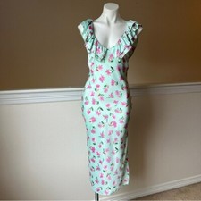 ZARA RUFFLED FLORAL DRESS SS22 GREEN | 2157/046