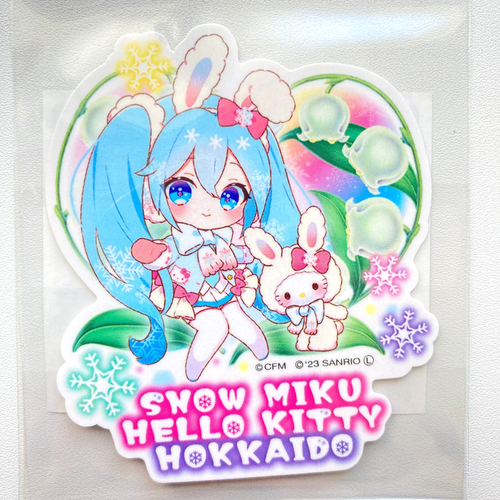 Snow Hatsune Miku Hello Kitty Sanrio Collab Sticker 2024 Hokkaido Japan SD-D - Picture 2 of 6