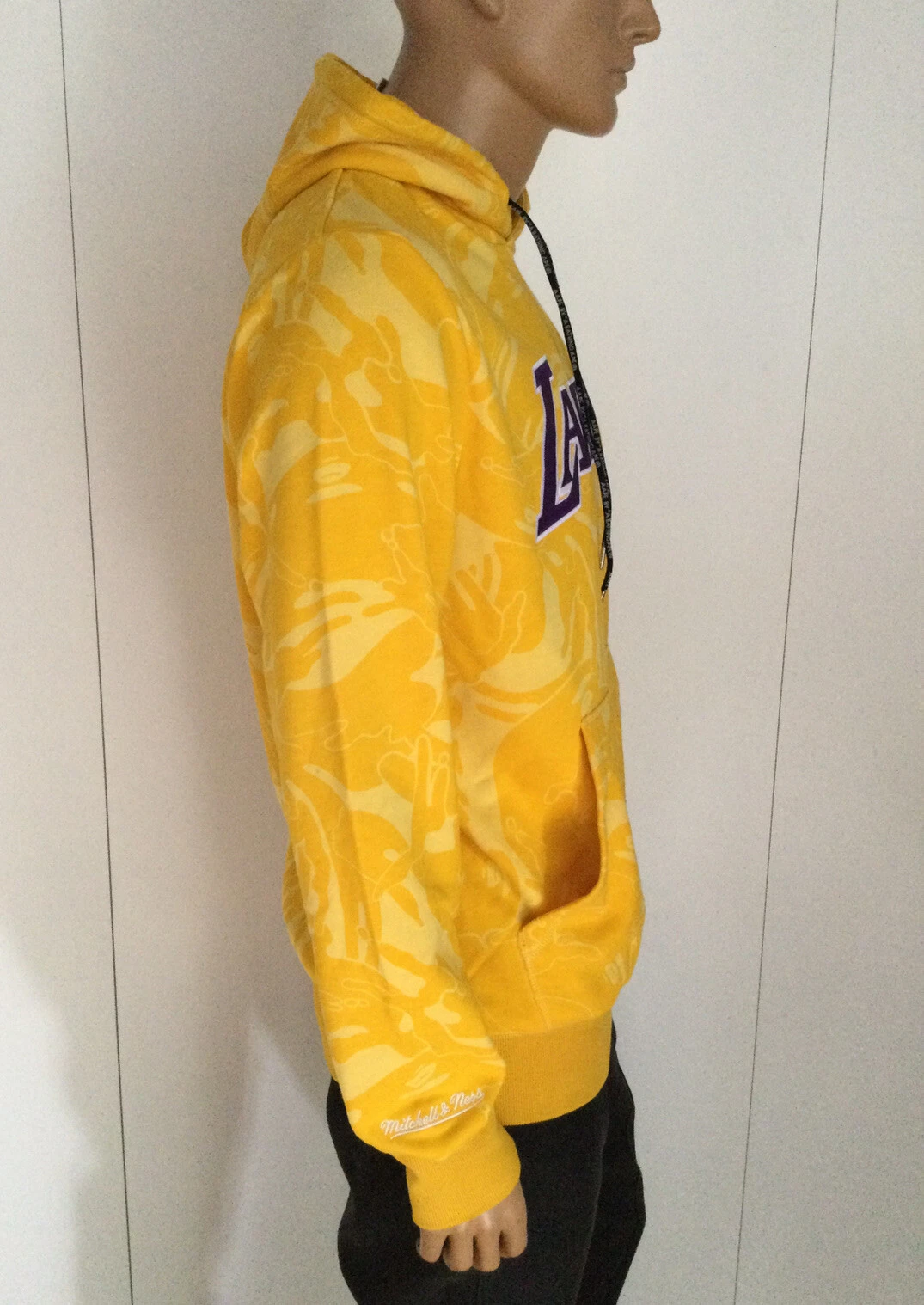 A BATHING APE (BAPE) Felpa con cappuccio Aape X Mitchell & Ness Yellow Lakers taglia XXL