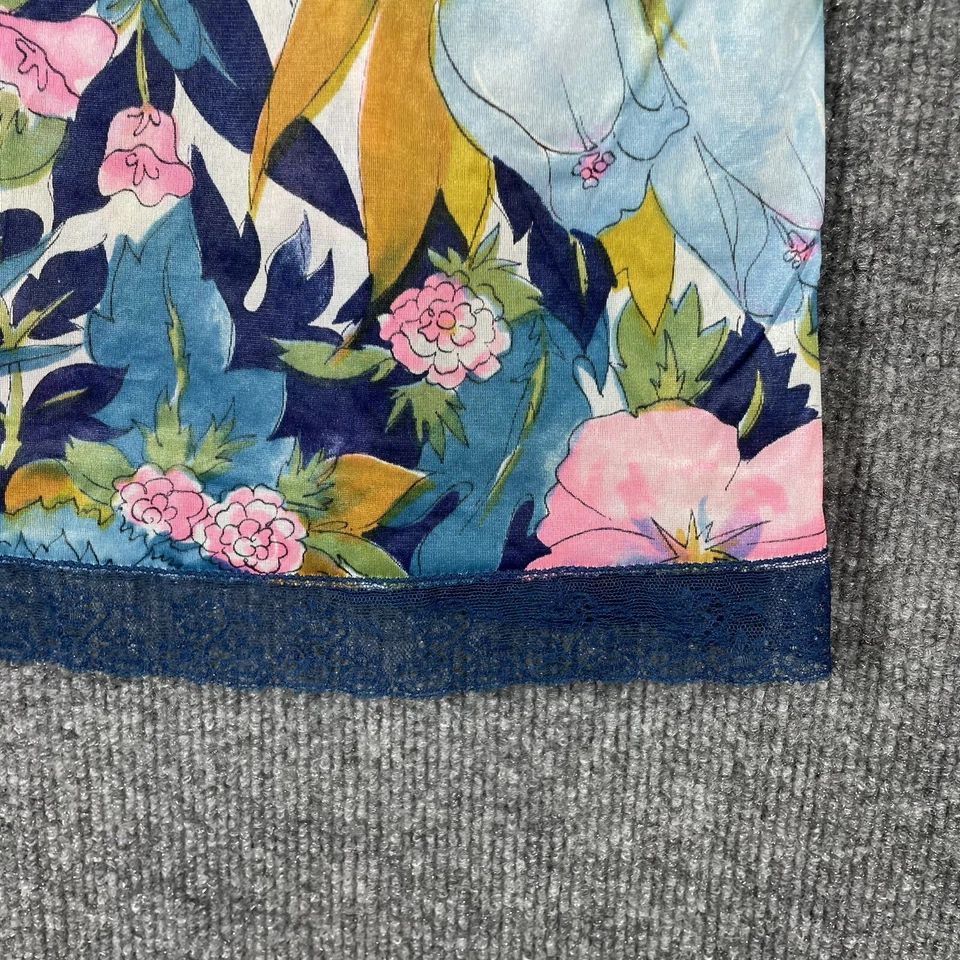 VINTAGE 60s 70s Chemise Tank Top Pink Floral Lingerie Camisole Lace Psychedelic - Image 4 of 4