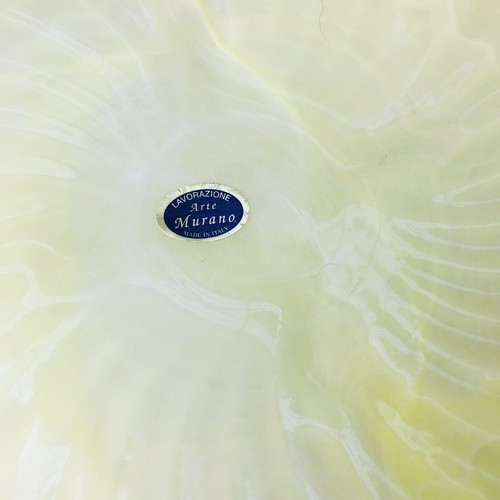 Murano Lavorazione Arte Glass Made in Italy Yellow White Bowl 10" - Picture 5 of 10