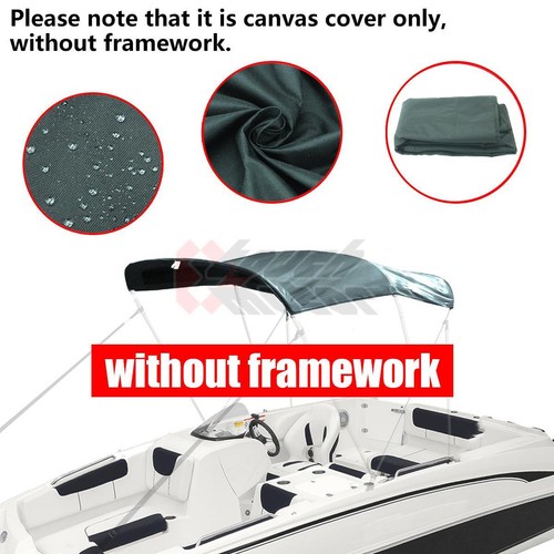 3 Bow 54"-60"W Boat Bimini Top 600D Polyester Canopy Gray Cover without frame - Picture 4 of 12