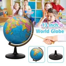 13'' World Globe with Stand Rotating Geography Ocean Classroom Learning Desktop
