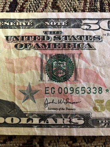 VERY RARE 2004 $50 STAR ✯ NOTE CHICAGO FRB $50 DOLLAR BILL EG 00965338 ✯ LOW # - Picture 3 of 10