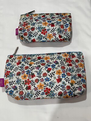 LIBERTY Paar beschichtete Baumwolle Kosmetik Waschtaschen, Edenham Tana Lawn Print
