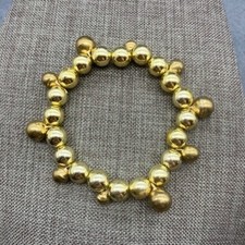Christmas Jingle Bell Bracelet Shiny Gold Stretch Beaded Festive Fun Bumpy Retro
