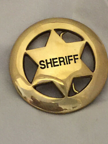 Solid Brass Sheriff Badge Belt Buckle - Picture 4 of 5