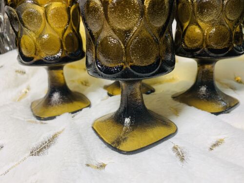 4- Vintage Noritake Spotlight Glass Goblet Walnut Brown Pedestal wine Glasses - Bild 4 von 6