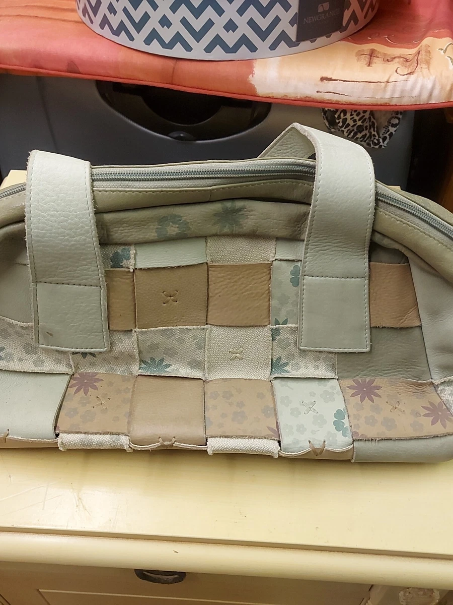Radley Textile Leather Beige Green Taupe Handbag