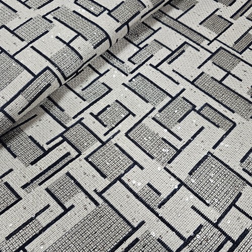 Jacquard Stoff mit Pailletten Kleiderstoff, Baumwolle, 170 cm Rest - Bild 2 von 5