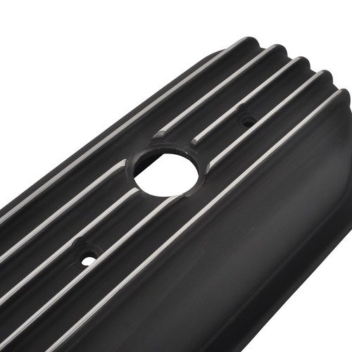 Cubiertas de válvula cortas con aletas y medio filtro de aire ovalado de 12" BK para 87-97 SBC Chevy 350 - Imagen 6 de 8