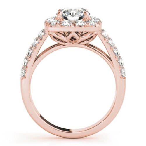 IGI Round cut Lab Grown 2 ct Diamond Wedding Ring 14K Rose Gold - Picture 2 of 2
