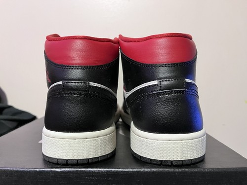 2022 Women Nike Air Jordan 1 One Mid Black Gym Red Sail Size 11 Used Rare LN - Picture 6 of 9