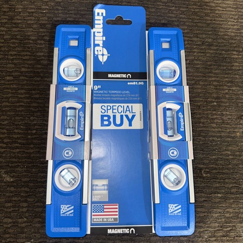 2 Pack Empire EM81.9G 9 in. Magnetic Torpedo Level Made In USA Blue - New - Picture 1 of 6